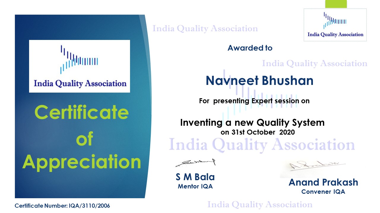 Certificate of Appreciation(Navneet Bhushan)